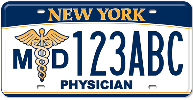 New York Medical Doctor License Plate