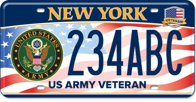New York Army Veteran License Plate